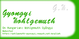 gyongyi wohlgemuth business card
